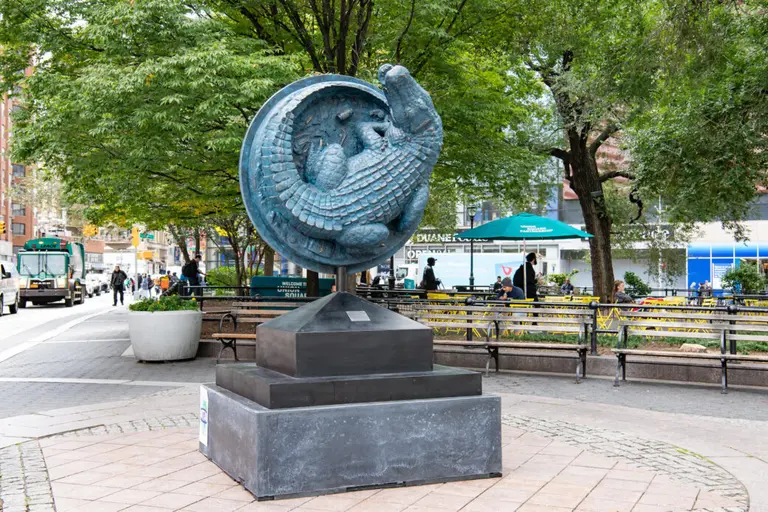 Sewer alligator sculpture in Union Square channels century-old New York City myth